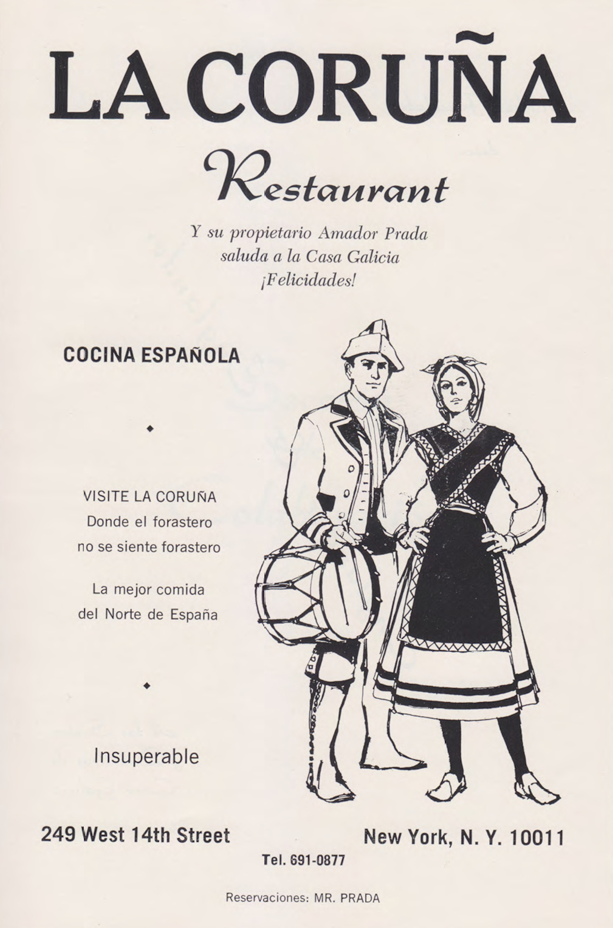 La Coruña Bar & Restaurant > 249 W 14th St, New York │ 1940s-1990s (Memorias da Casa Galicia)