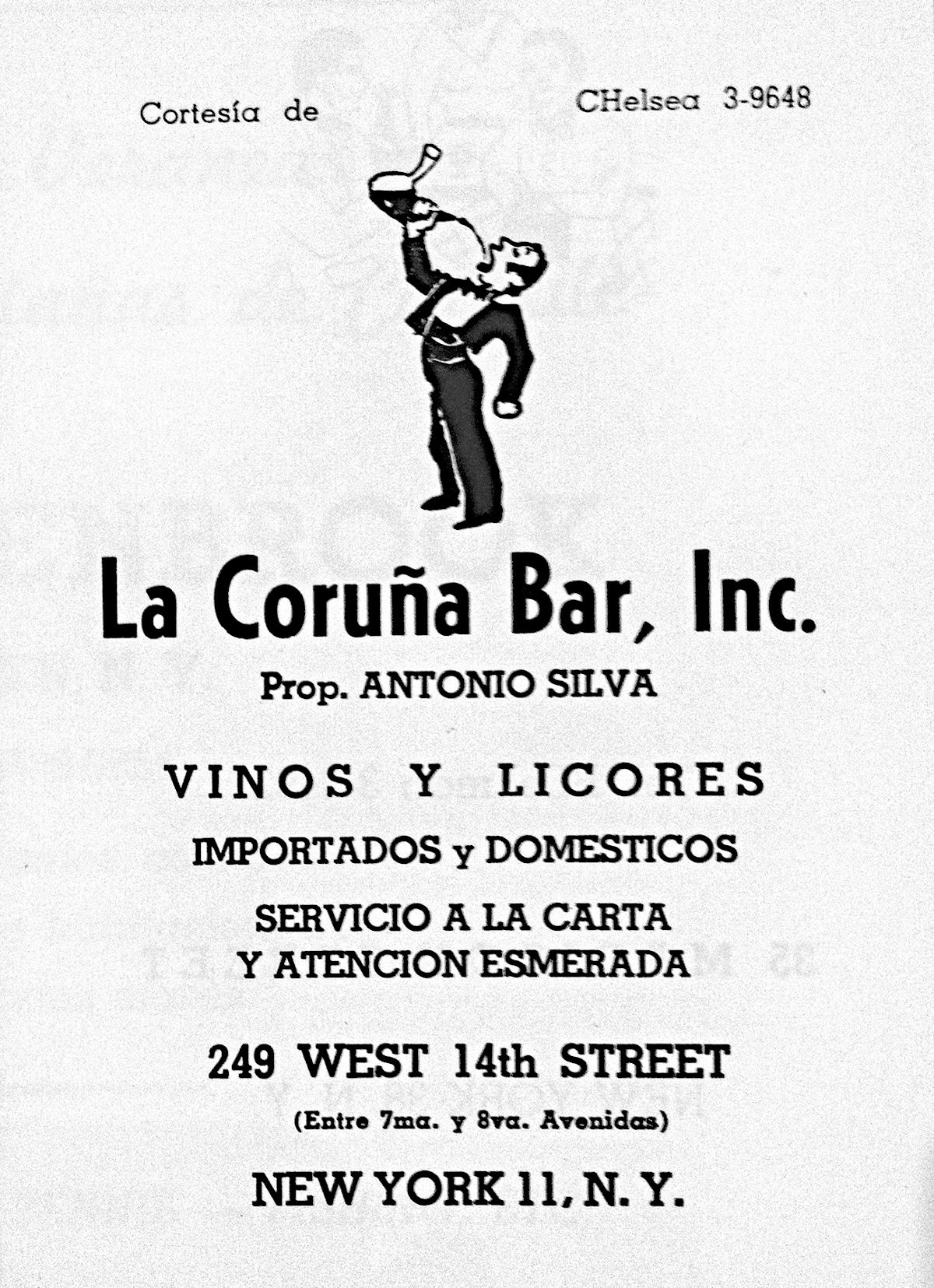 La Coruña Bar & Restaurant > 249 W 14th St, New York │ Anos 40-90 (Memorias da Casa Galicia)