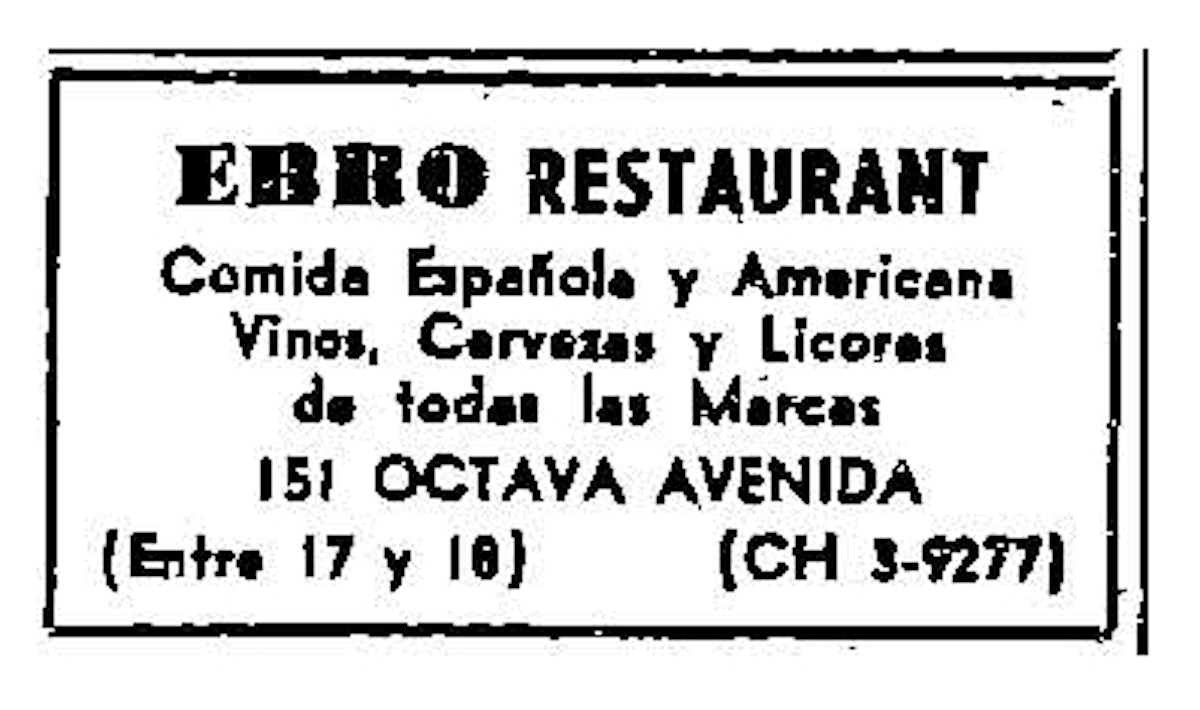 El Ebro Restaurant > 151 8th Ave, Brooklyn, New York │ Anos 40-60 (España Libre, Arquivo da Emigración Galega) 